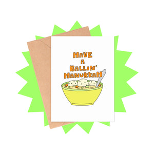 Matzo Ballin' Hanukkah Card