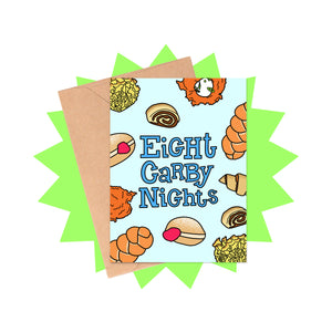 Eight Carby Nights Hanukkah Card