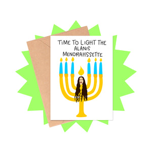 Alanis Menorahssette Hanukkah Card