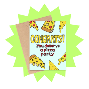Pizza Party Congratulations Card
