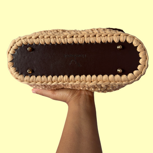 Cherry Blossom Yarn Crochet Purse with Tortoise Handle