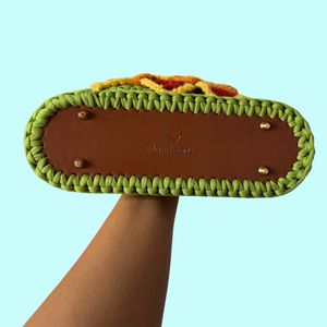 Sunflower Yarn Crochet Purse with Tortoise Handle