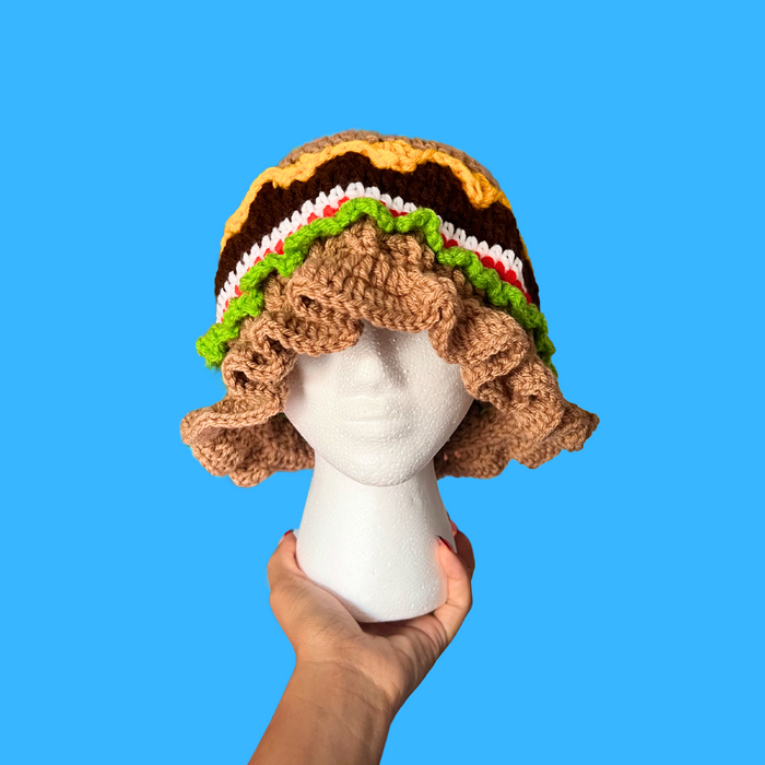 Burger Crochet Bucket Hat