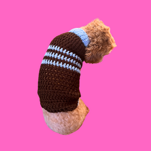 Dog or Cat Brown and Blue Crochet Sweater