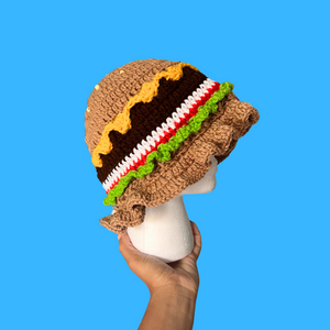 Burger Crochet Bucket Hat