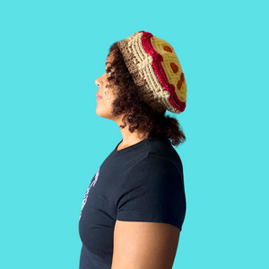 Pepperoni Pizza Crochet Beret Hat