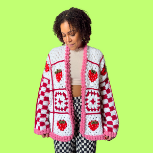 Strawberry Long Crochet Cardigan