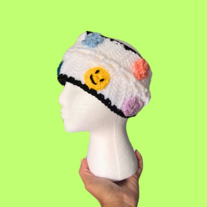 Smile & Flower Crochet Headband