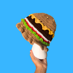 Burger Crochet Bucket Hat