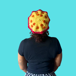 Pepperoni Pizza Crochet Beret Hat