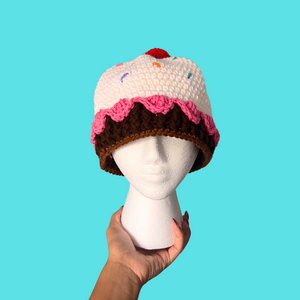 Ice Cream Sundae Crochet Beanie