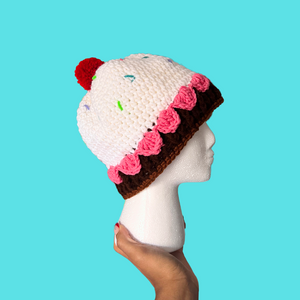 Ice Cream Sundae Crochet Beanie