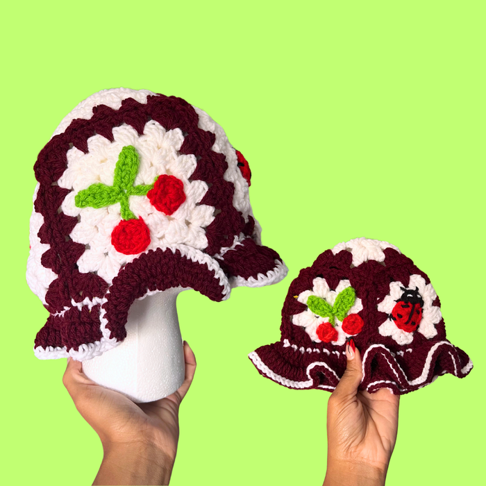 Mommy & Me Matching Cherry Crochet Bucket Hat