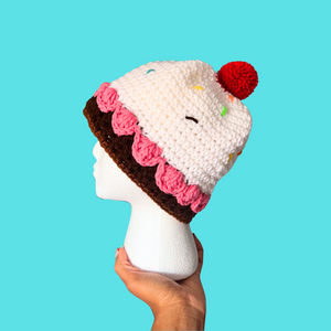 Ice Cream Sundae Crochet Beanie