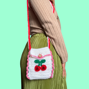 Dainty Strawberry Crochet Mini Cross Body Bag