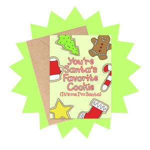 Santa's Favorite Cookie Adult Christmas Card