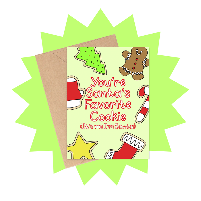 Santa's Favorite Cookie Adult Christmas Card