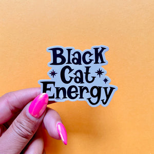 Black Cat Energy Glitter Vinyl Sticker