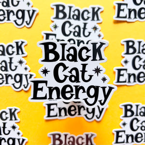 Black Cat Energy Glitter Vinyl Sticker