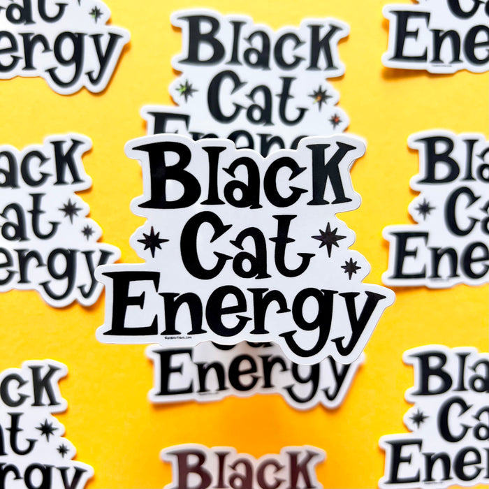 Black Cat Energy Glitter Vinyl Sticker