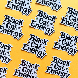 Black Cat Energy Glitter Vinyl Sticker