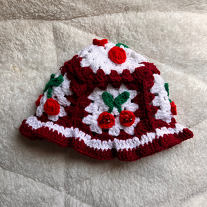 Classic Cherry Crochet Bucket Hat