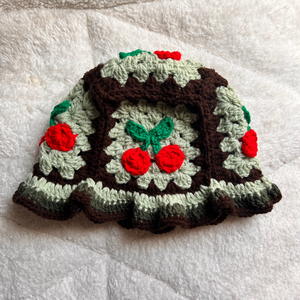 Mint Chocolate Cherry Crochet Bucket Hat