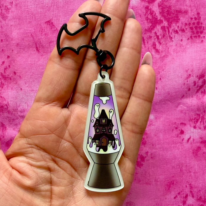 Haunted House Lava Lamp Glow In The Dark Acrylic Keychain