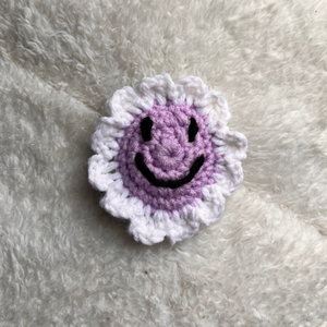 Lavender Smiley Crochet Hair Tie