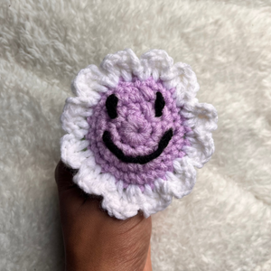 Lavender Smiley Crochet Hair Tie