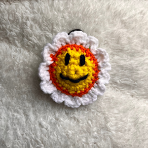 Orange Smiley Crochet Hair Tie