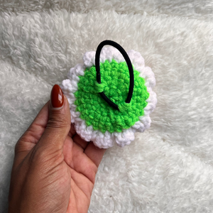 Orange Smiley Crochet Hair Tie