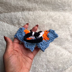 Blue and Orange Butterfly Crochet Hair Tie