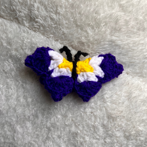 Blue & White Butterfly Crochet Hair Tie