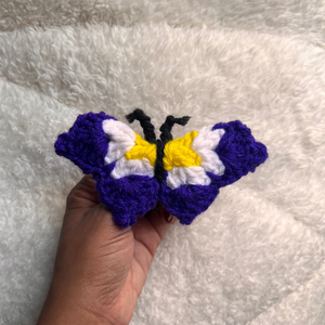 Blue & White Butterfly Crochet Hair Tie