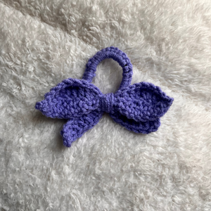 Periwinkle Blue Bow Crochet Hair Tie