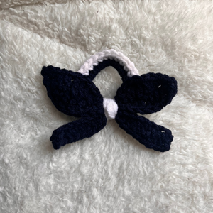 Navy Blue Bow Crochet Hair Tie