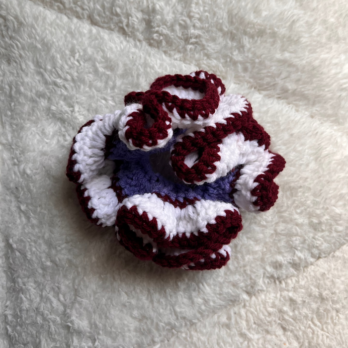 Maroon and Purple Crochet Scrunchie