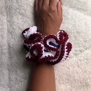 Maroon and Purple Crochet Scrunchie