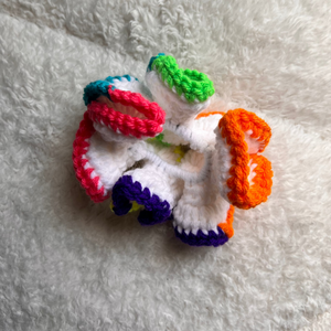 White Rainbow Crochet Scrunchie