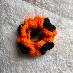 Black and Orange Crochet Scrunchie