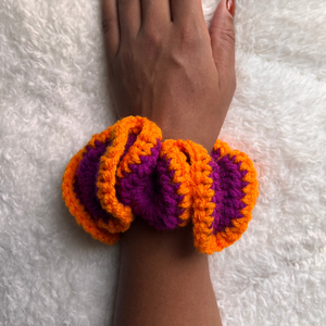 Purple and Orange Crochet Scrunchie