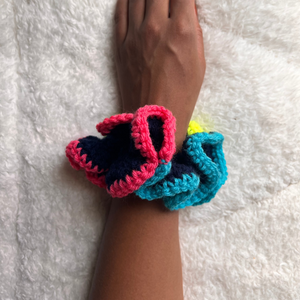 Black Rainbow Crochet Scrunchie