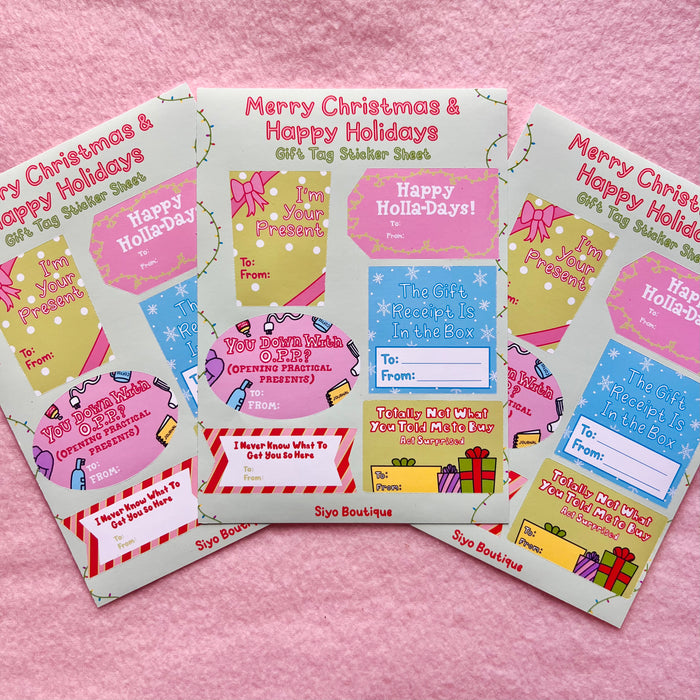 Merry Christmas, Happy Holidays - Holiday Gift Tag Sticker Sheets