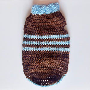 Dog or Cat Brown and Blue Crochet Sweater