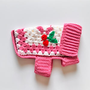 Dog or Cat Cherry Crochet Sweater