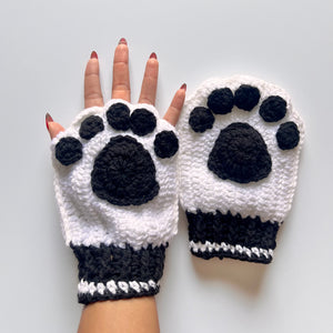 Panda Bear Crochet Fingerless Glove