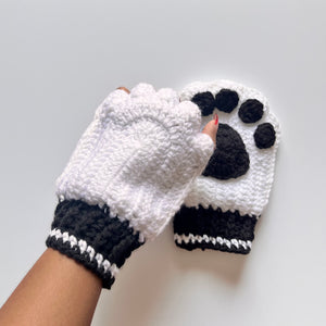 Panda Bear Crochet Fingerless Glove