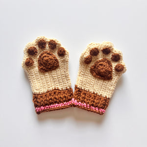 Brown Bear Crochet Fingerless Glove