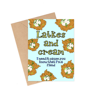 Latkes and Cream Hanukkah Card